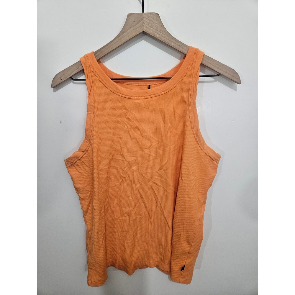 Gap Womens Ribbed Tank Top Orange Sleeveless Crew Neck Stretch XL